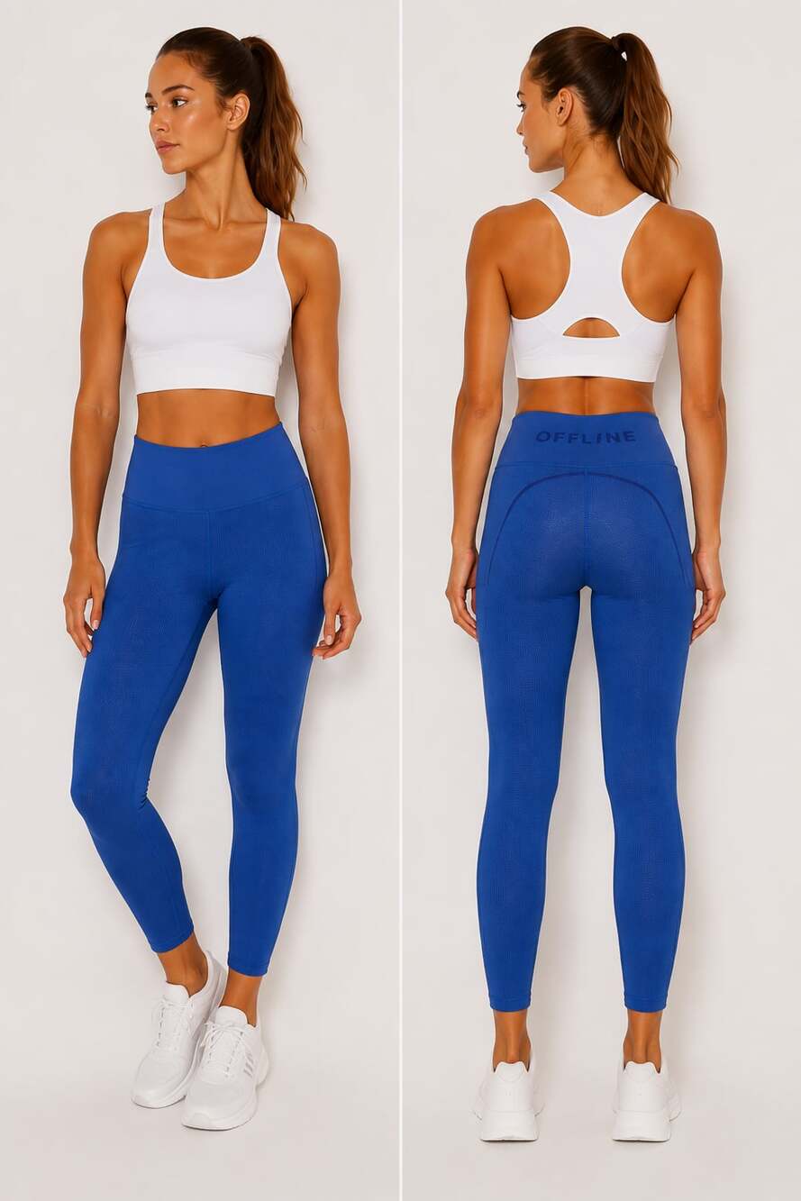 Offline By Aerie Leggings Blue Waffle Knit